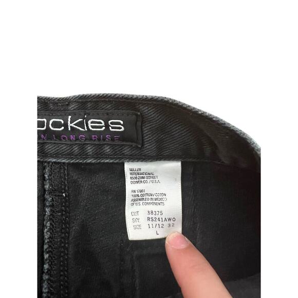 Rockies Women's Black 100% Cotton rare studded Pant Size 11/12 slim long rise - Picture 11 of 13